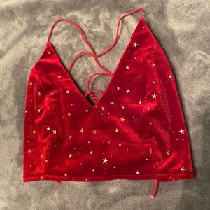Red and Gold Crop Top
